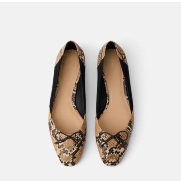 Zara Animal Print Ballet Flats with Bow Size 6.5 US - Picture 1 of 11